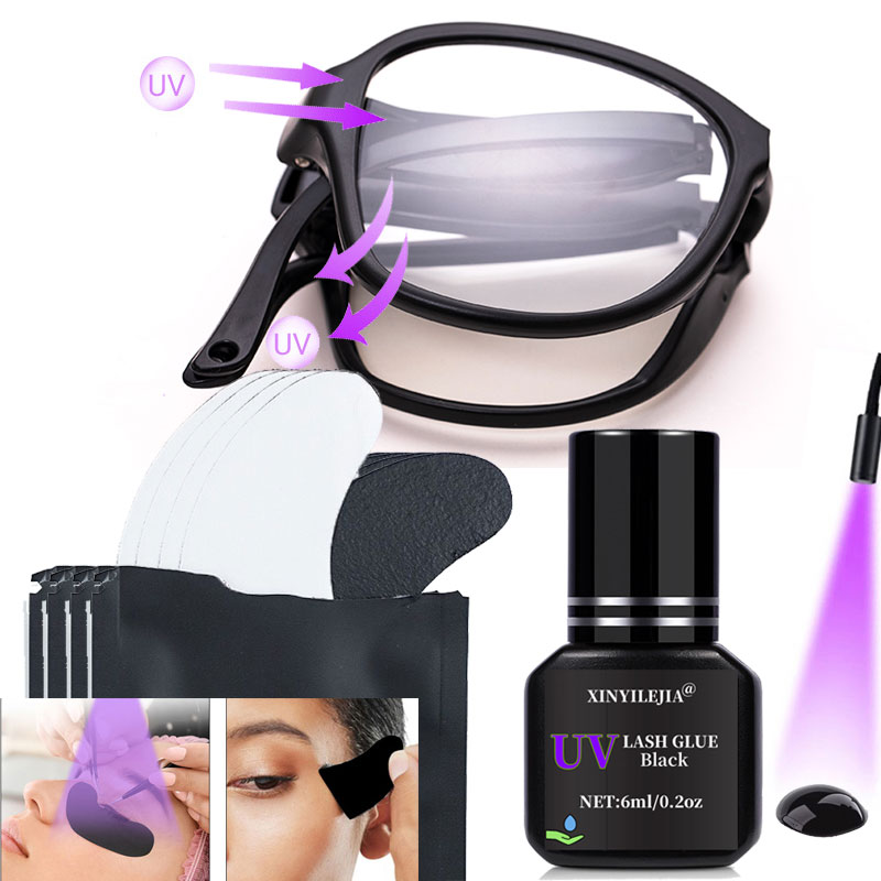 Eyelash Extension With Glasses - Lunettes de protection UV, colle UV